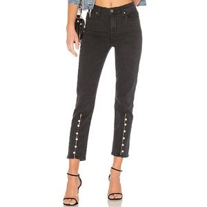 PAIGE Black High Waisted Straight Leg Pearl Jeans